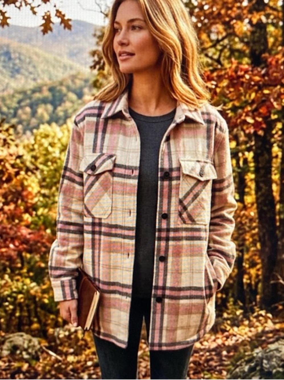 Zara Pink & Cream Plaid Oversized Shacket Jacket Shirt